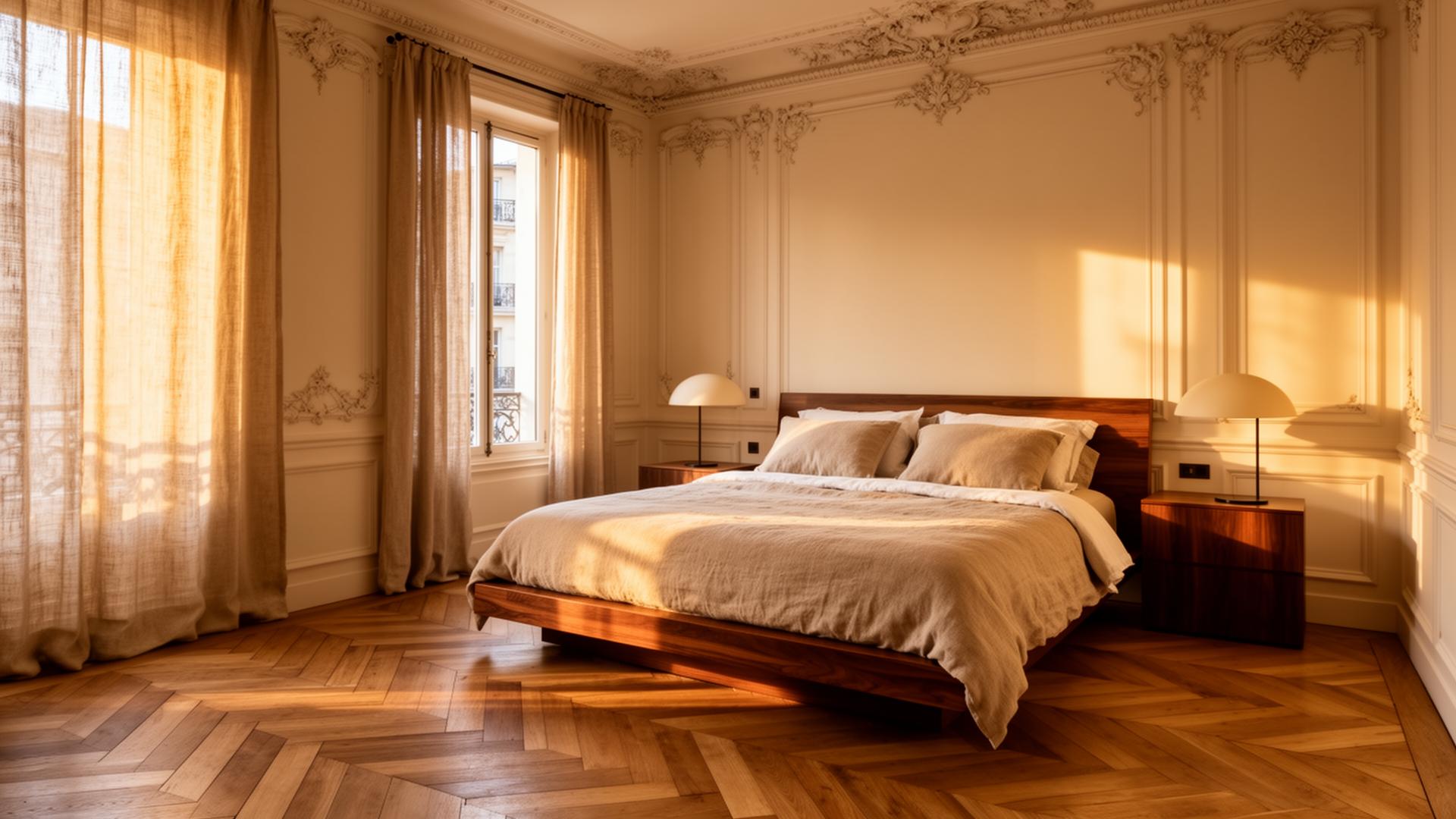 Illustration d’une chambre élégante avec rangements intégrés