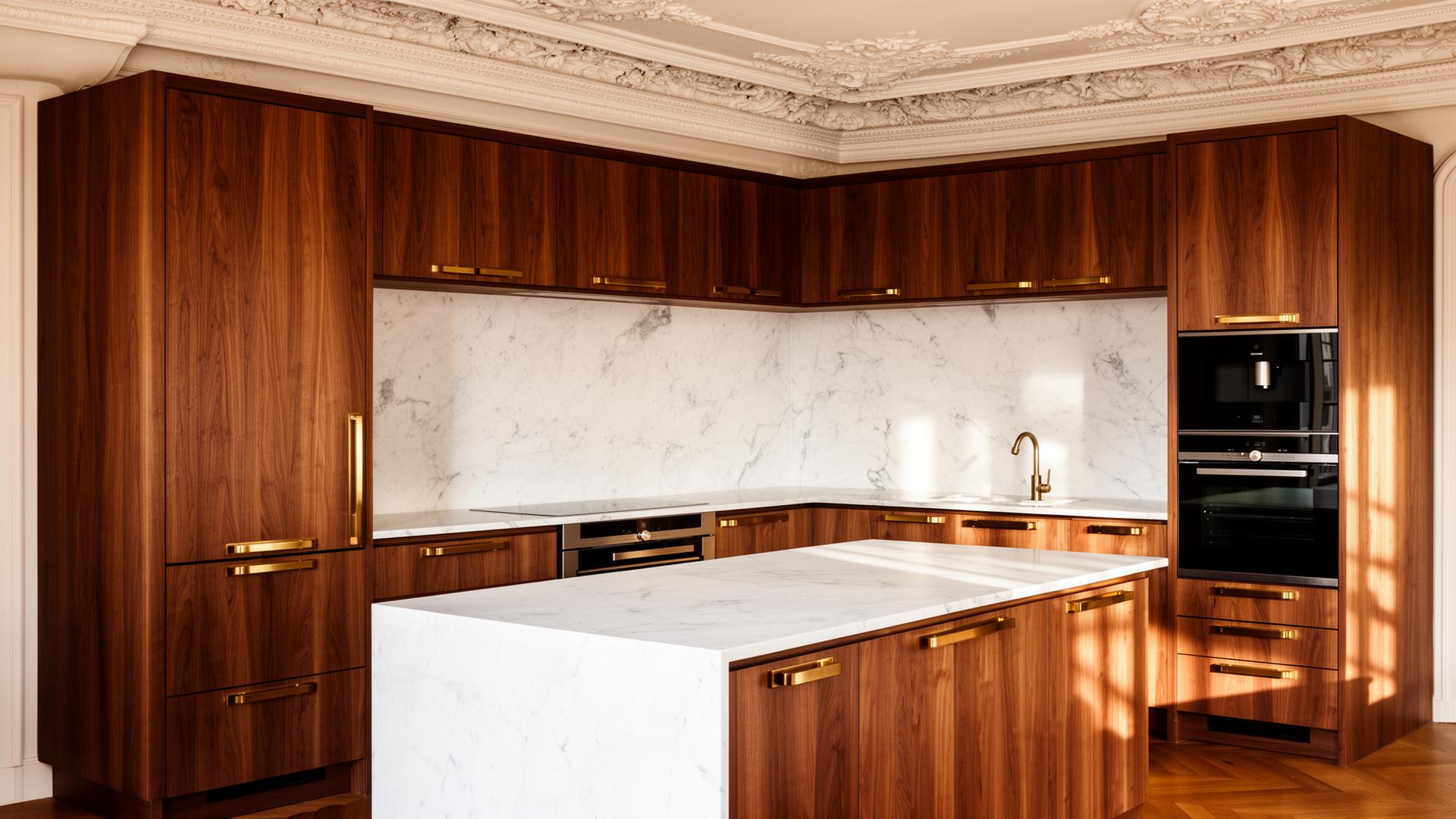 Illustration d’une cuisine contemporaine dans un appartement ancien